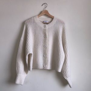 oversized ribbed crewneck cardigan